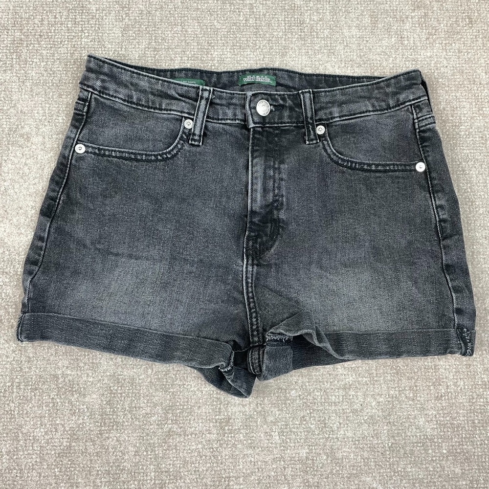 Wild Fable Denim Highest Rise Shorts Womens 6/28R Black Dark Wash Stretch Cotton
